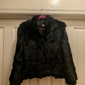 Elegant Black Rabbit Fur Jacket